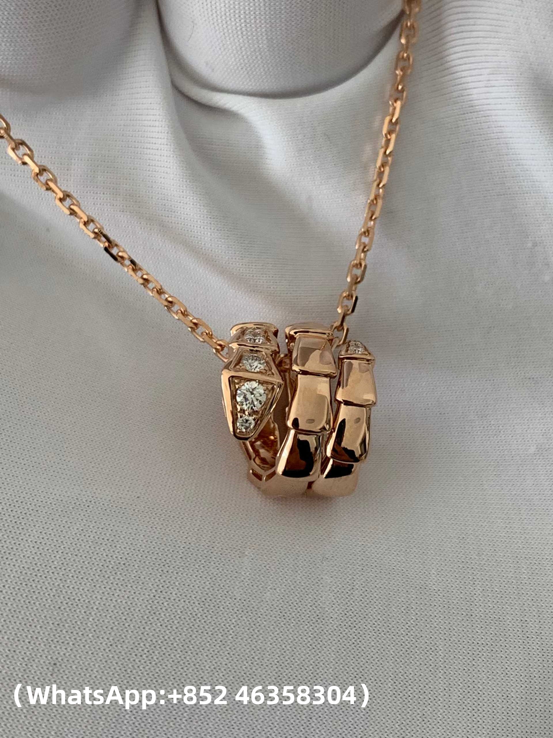 Premium 1:1 Bvlgari Serpenti Viper Pendant Necklace set with Pavé Diamonds on the Head and Tail Replica – Custom Solid 18K Rose Gold