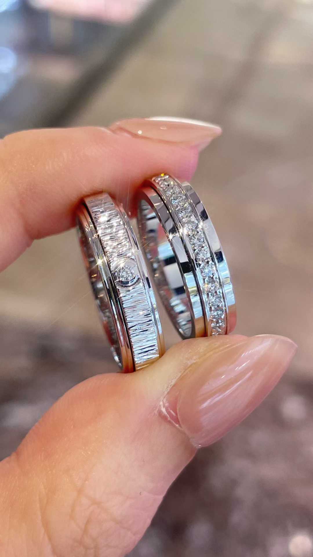 Premium 1:1 Possession "Decor Palace" Ring in Rhodium Finish Set with One Possession-Set Brilliant-Cut Diamond Replica – Custom Solid 18k White Gold with Diamonds