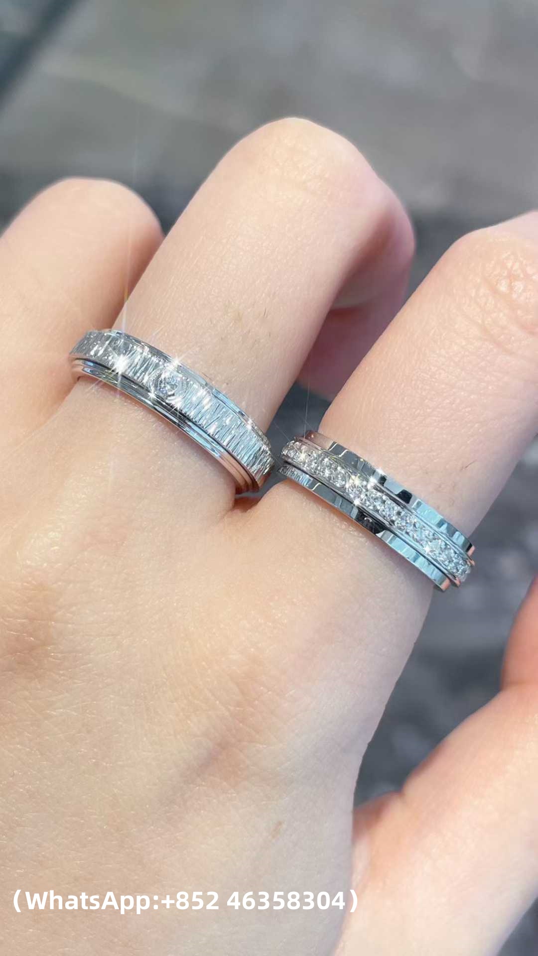 Premium 1:1 Possession "Decor Palace" Ring in Rhodium Finish Set with One Possession-Set Brilliant-Cut Diamond Replica – Custom Solid 18k White Gold with Diamonds