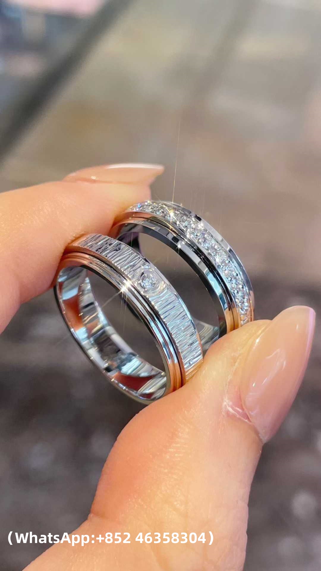 Premium 1:1 Possession "Decor Palace" Ring in Rhodium Finish Set with One Possession-Set Brilliant-Cut Diamond Replica – Custom Solid 18k White Gold with Diamonds