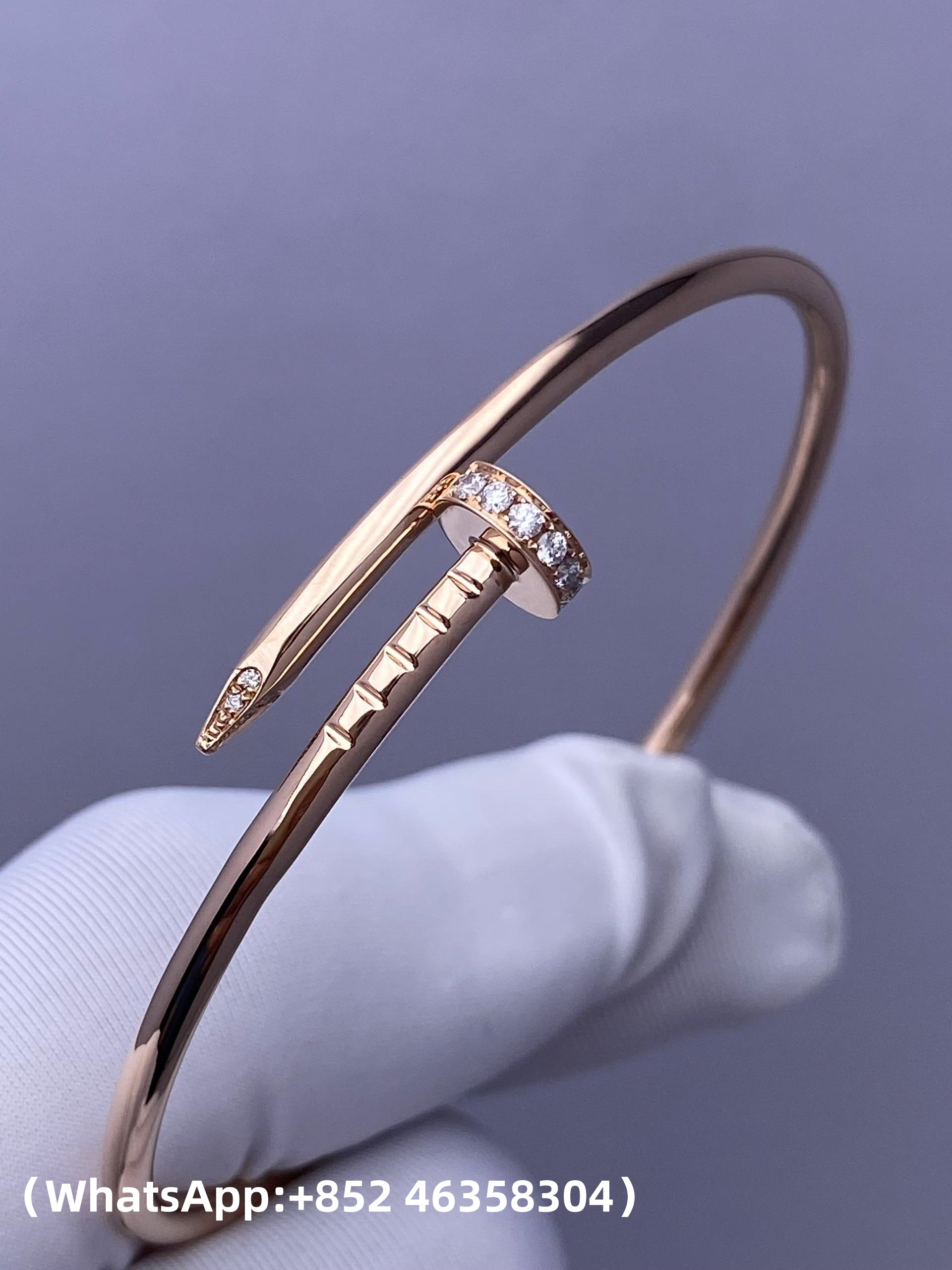 Custom Cartier Juste un Clou Bracelet, Paved Diamonds, Solid 18k Rose Gold