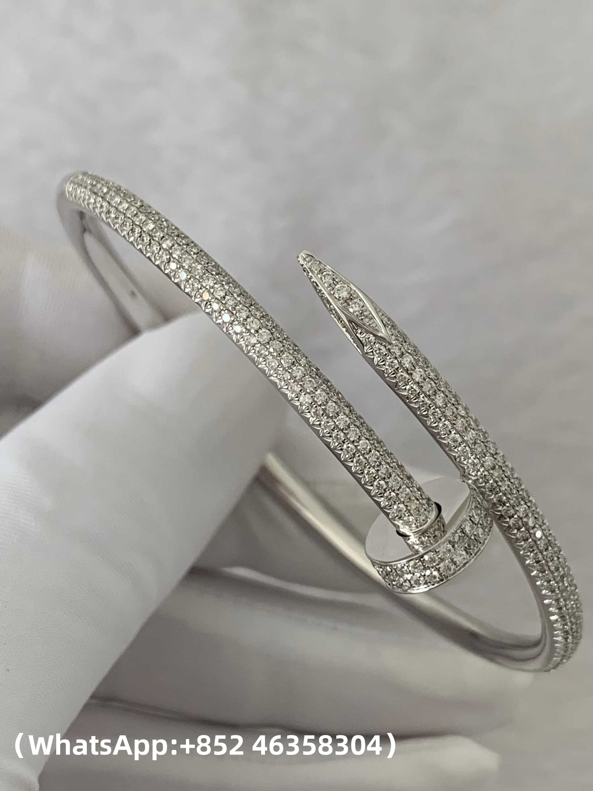 Custom Cartier Juste un Clou Bracelet, with Full Diamonds, Solid 18k White Gold