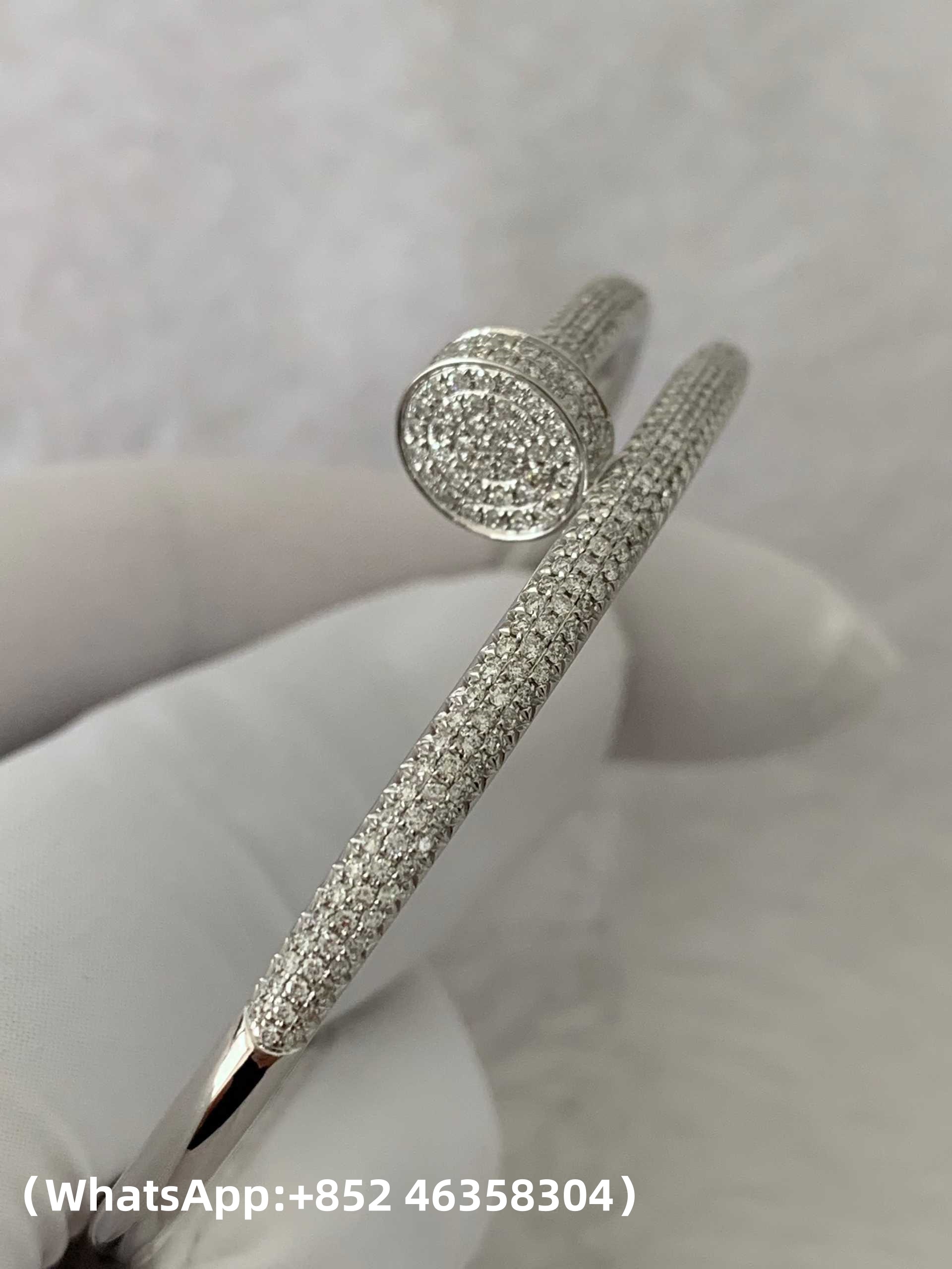 Custom Cartier Juste un Clou Bracelet, with Full Diamonds, Solid 18k White Gold