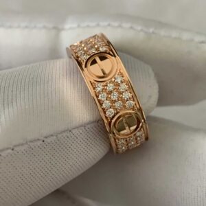 Premium 1:1 Cartier LOVE Ring, Classic Model, Paved Replica – Custom Solid 18K Rose Gold