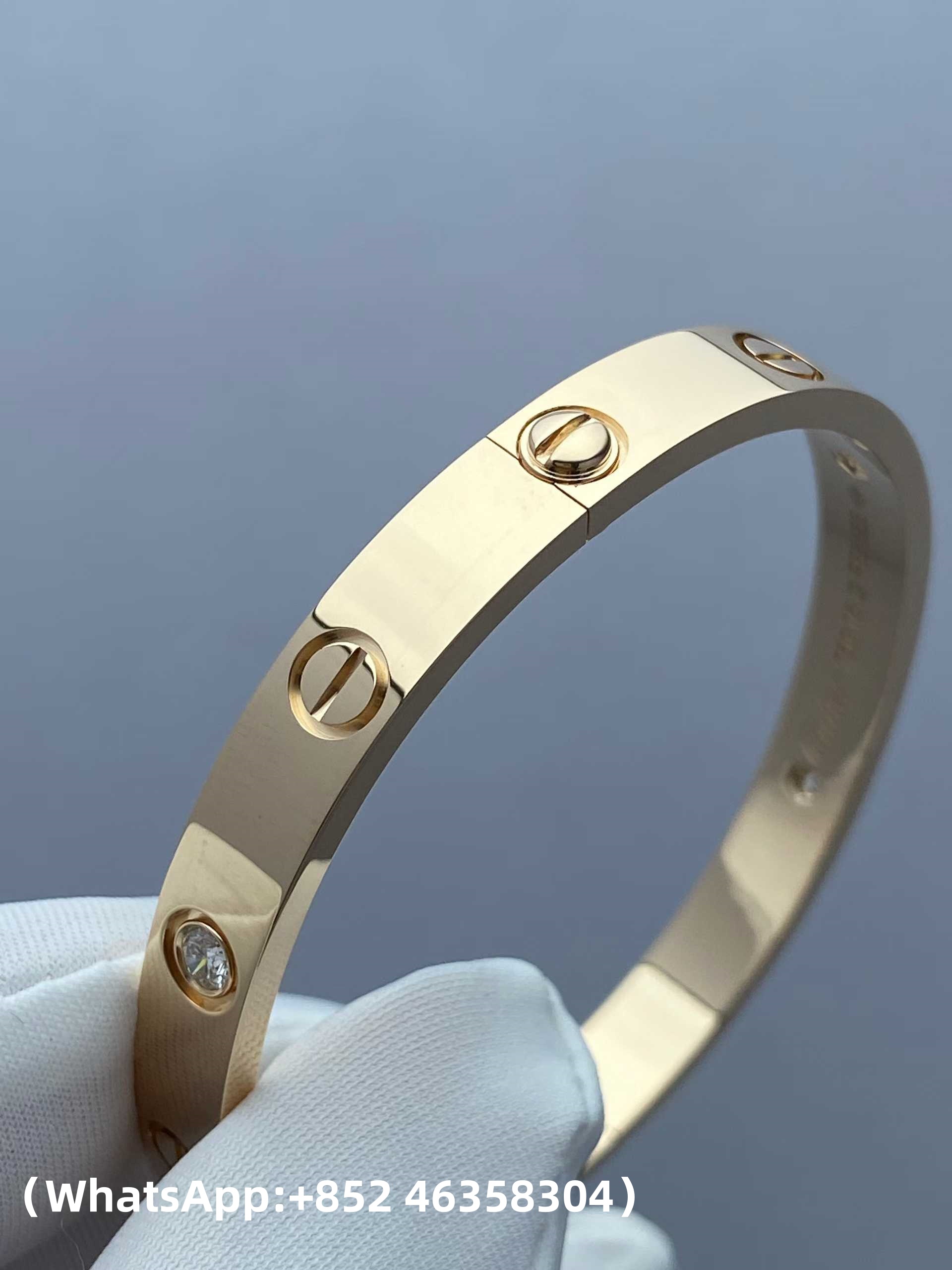 Premium 1:1 Cartier LOVE Bracelet, Classic Model, 4 Diamonds Replica – Custom Solid 18K Yellow Gold