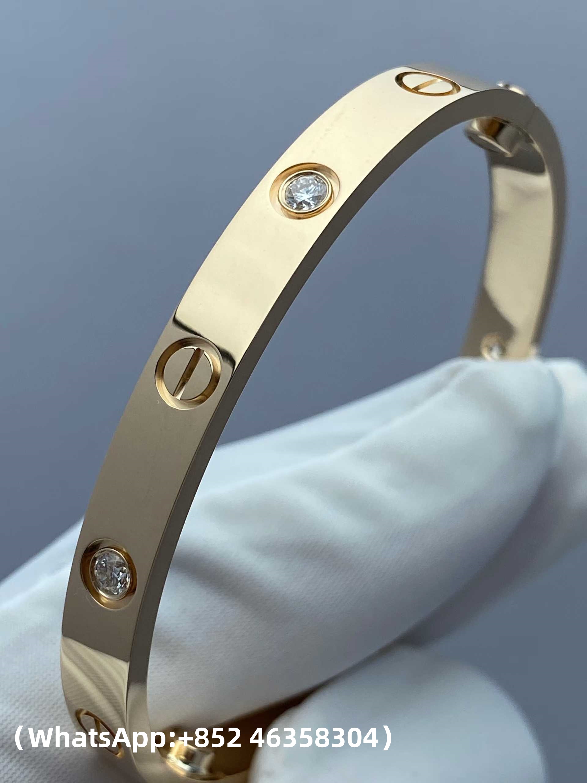 Premium 1:1 Cartier LOVE Bracelet, Classic Model, 4 Diamonds Replica – Custom Solid 18K Yellow Gold
