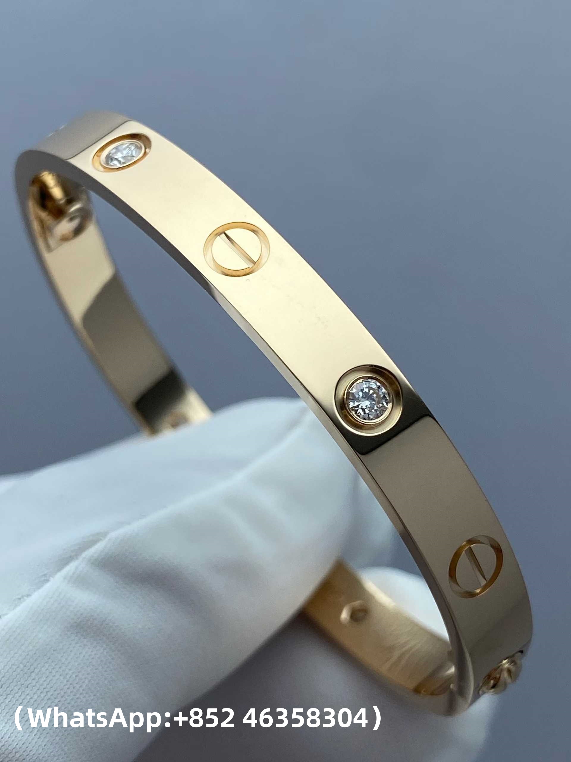Premium 1:1 Cartier LOVE Bracelet, Classic Model, 4 Diamonds Replica – Custom Solid 18K Yellow Gold