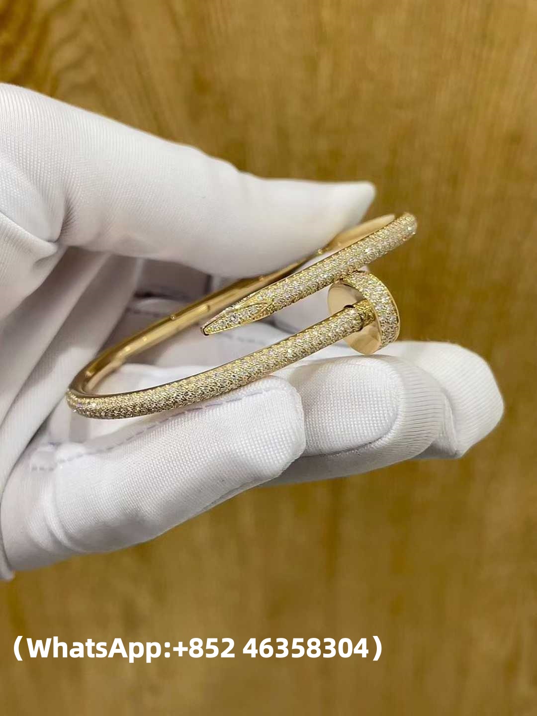 Custom Solid 18K Gold Cartier Jewelry Juste un Clou Bracelet Classic Model Diamonds