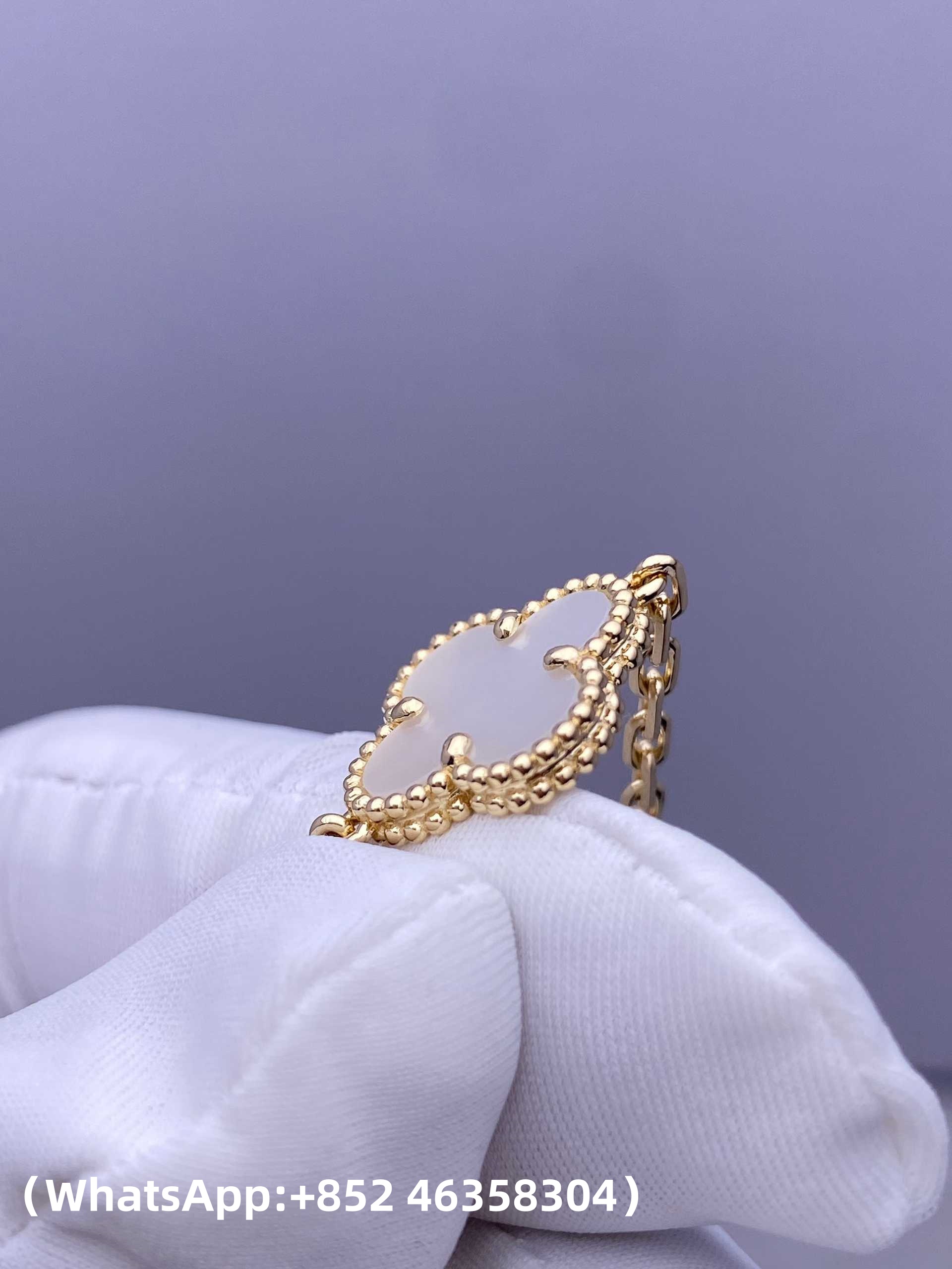 Premium 1:1 Van Cleef & Arpels Vintage Alhambra Bracelet, 5 motifs, Mother-Of-Pearl Replica – Custom Solid 18K Yellow Gold