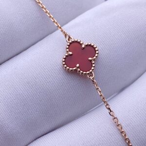 Premium 1:1 Van Cleef & Arpels Sweet Alhambra Bracelet,Carnelian Replica – Custom Solid 18K Rose Gold