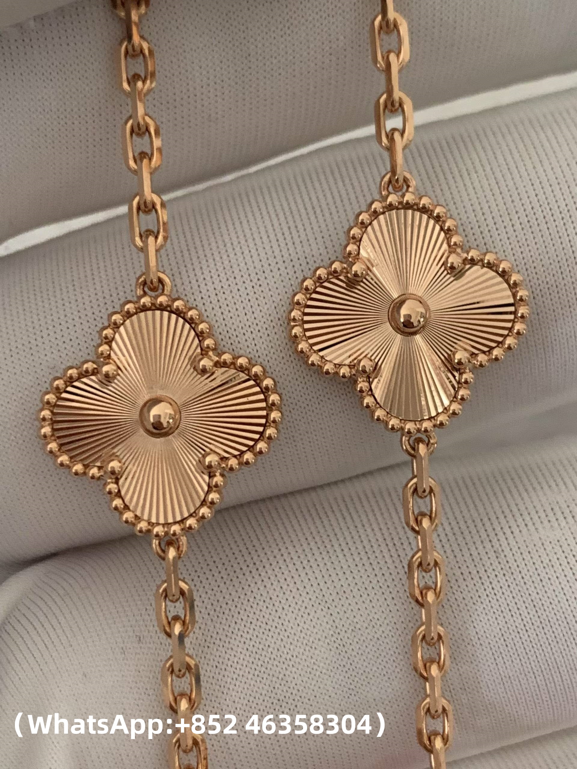 Premium 1:1 Van Cleef & Arpels Vintage Alhambra Bracelet, 5 Motifs, Carnelian Replica – Custom Solid 18K Rose Gold