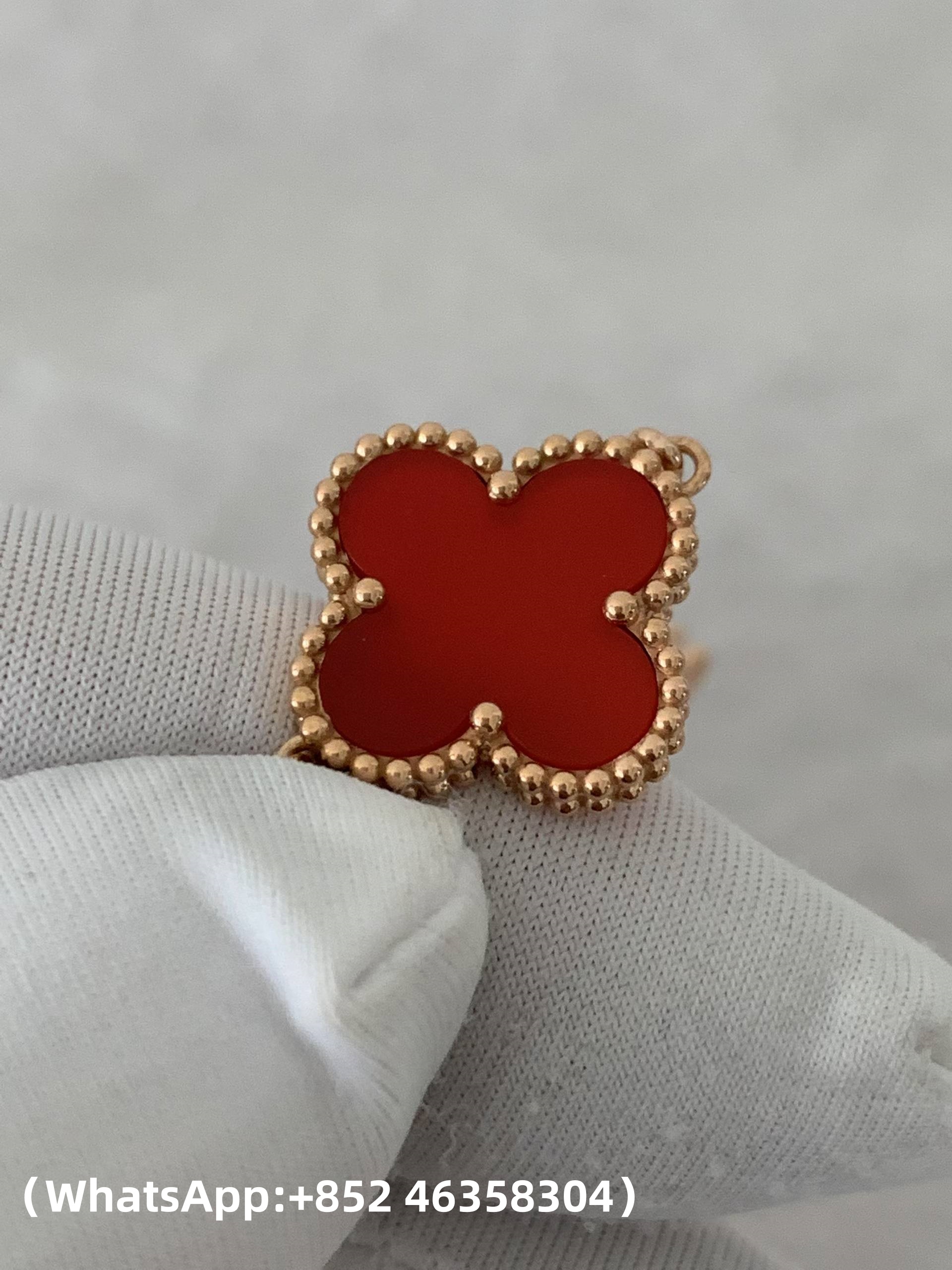 Premium 1:1 Van Cleef & Arpels Vintage Alhambra Bracelet, 5 Motifs, Carnelian Replica – Custom Solid 18K Rose Gold