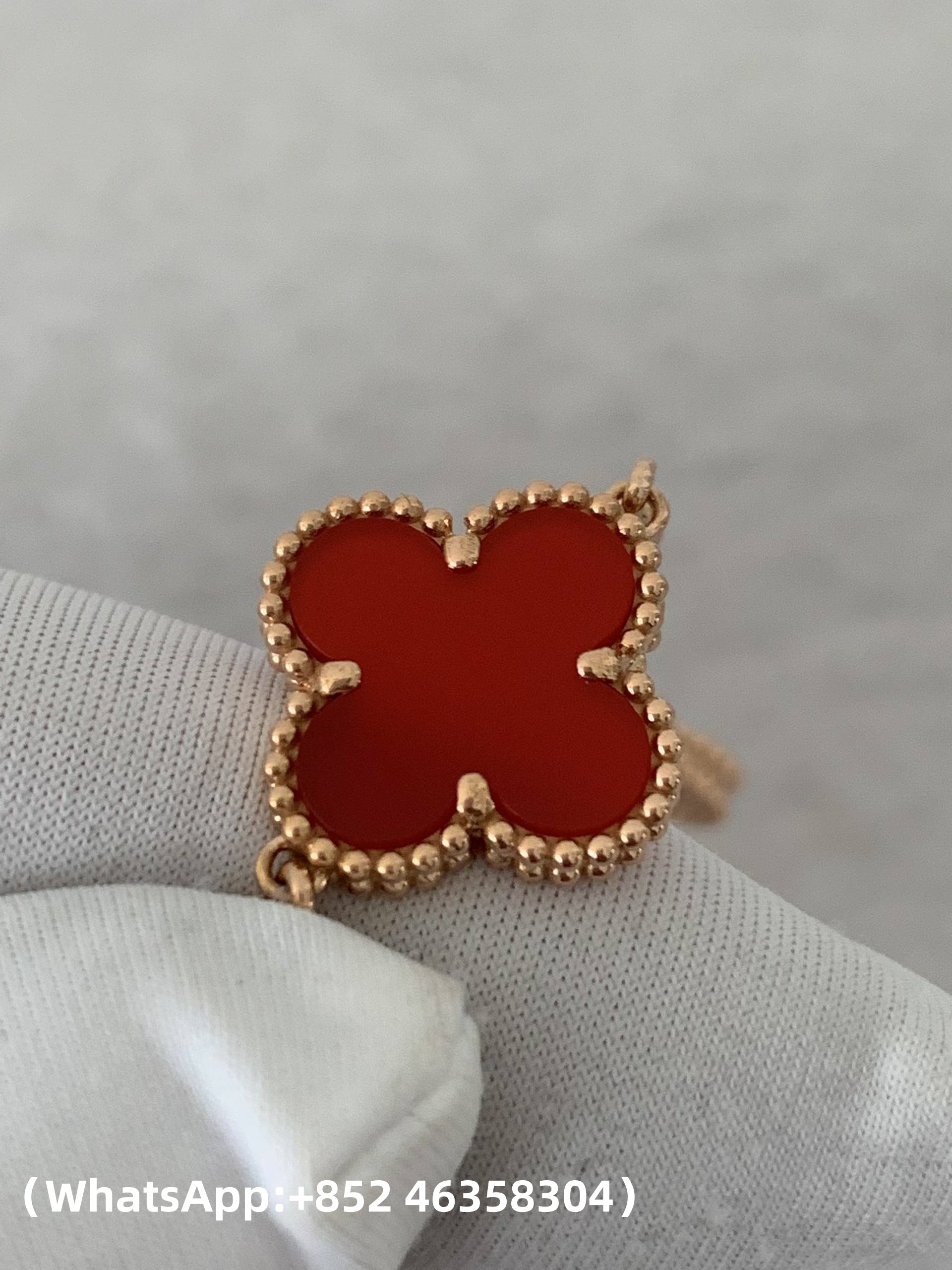 Premium 1:1 Van Cleef & Arpels Vintage Alhambra Bracelet, 5 Motifs, Carnelian Replica – Custom Solid 18K Rose Gold