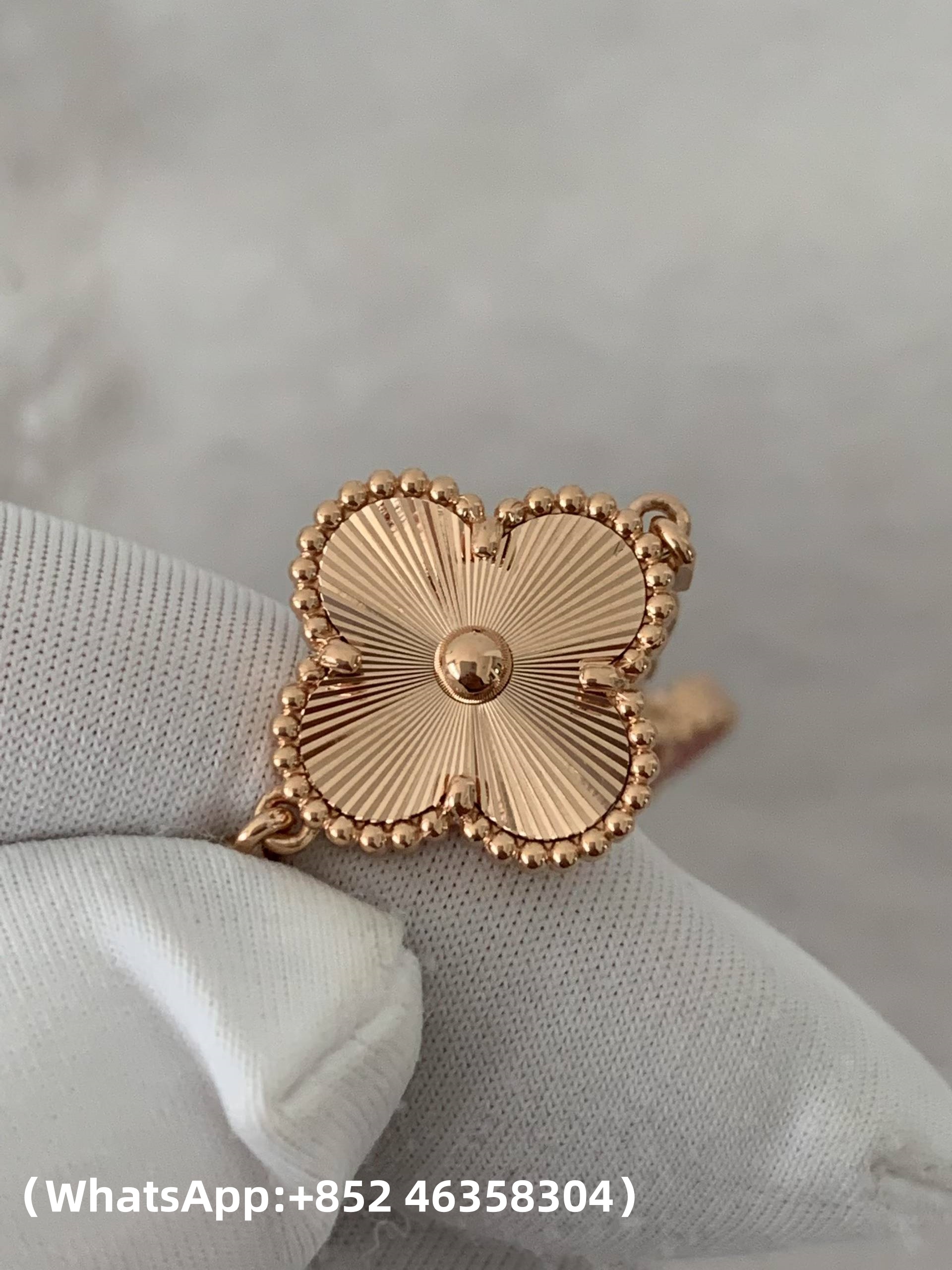 Premium 1:1 Van Cleef & Arpels Vintage Alhambra Bracelet, 5 Motifs, Carnelian Replica – Custom Solid 18K Rose Gold
