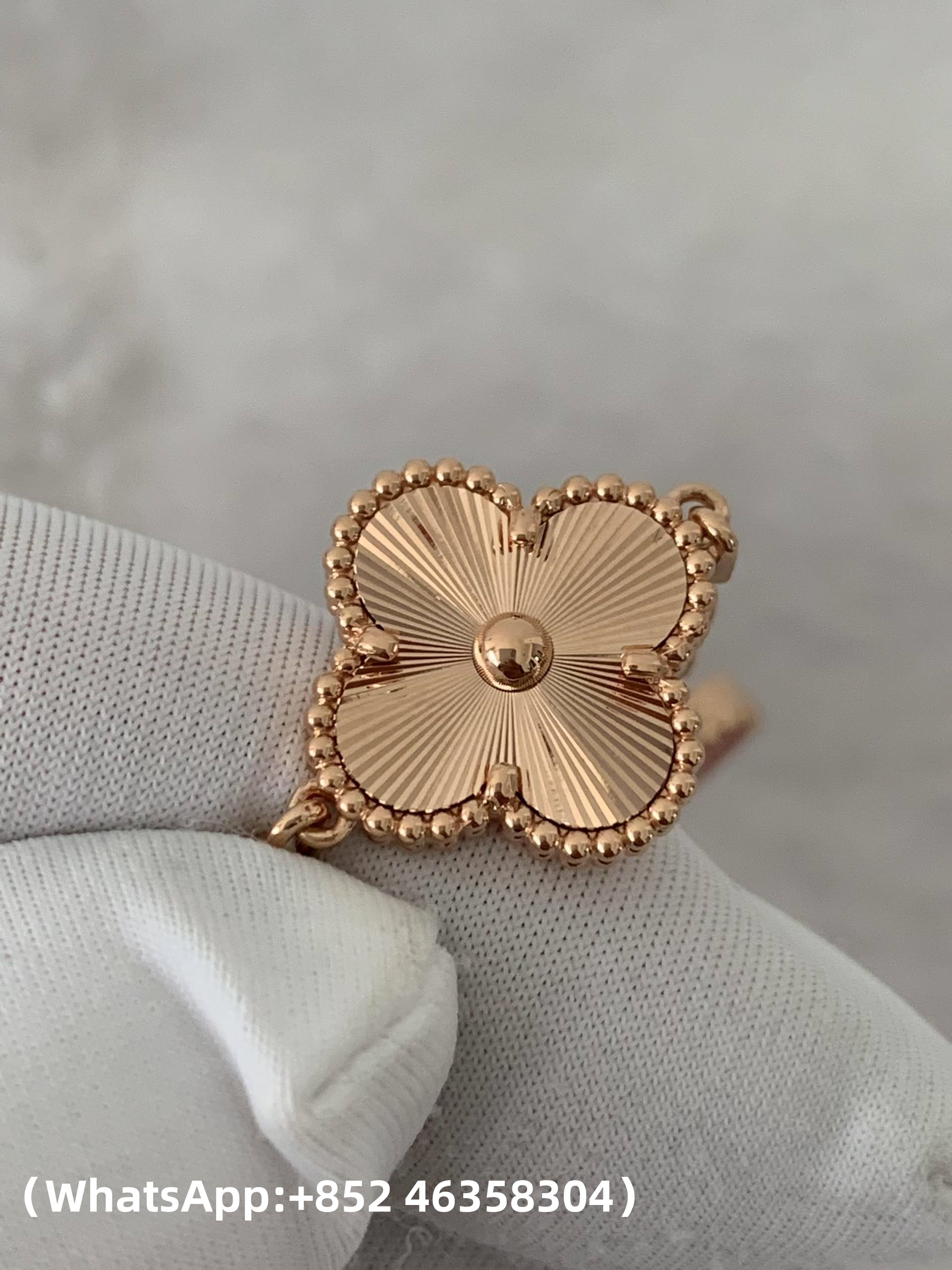 Premium 1:1 Van Cleef & Arpels Vintage Alhambra Bracelet, 5 Motifs, Carnelian Replica – Custom Solid 18K Rose Gold