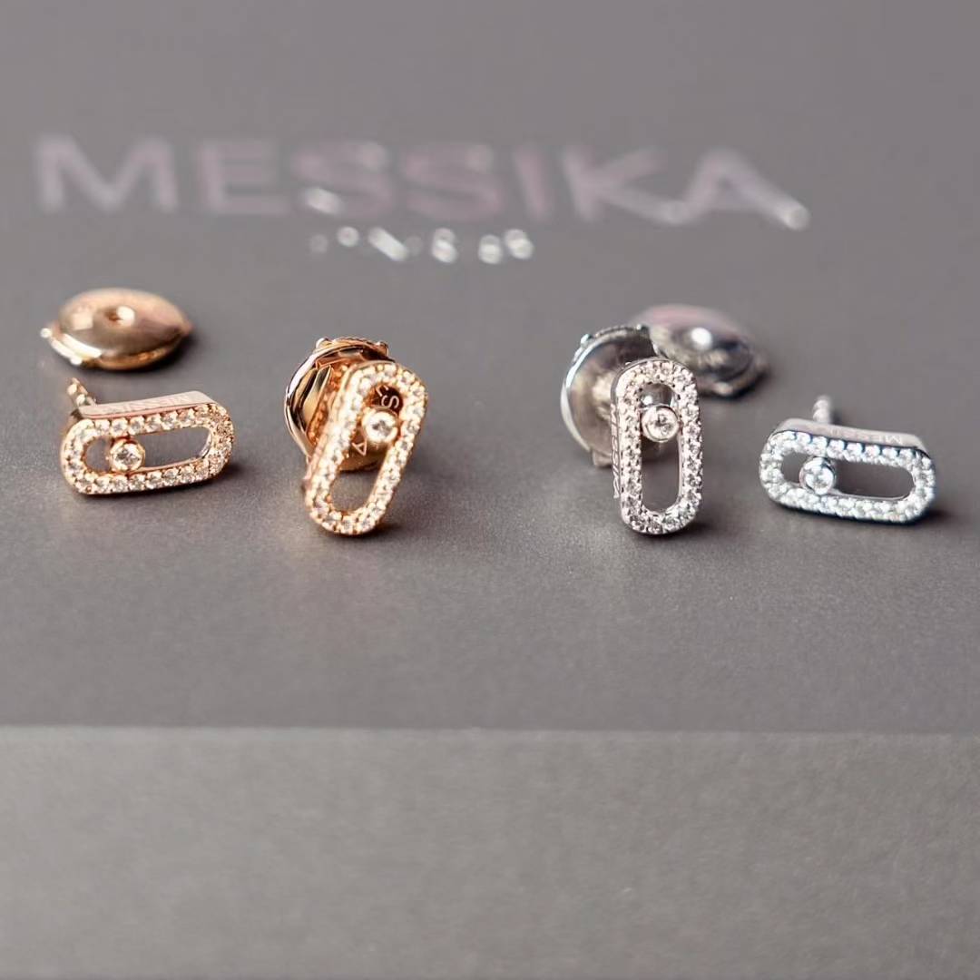 Premium 1:1 Messika Move Uno White Gold Diamond Earrings Replica – Custom Solid 18k Gold