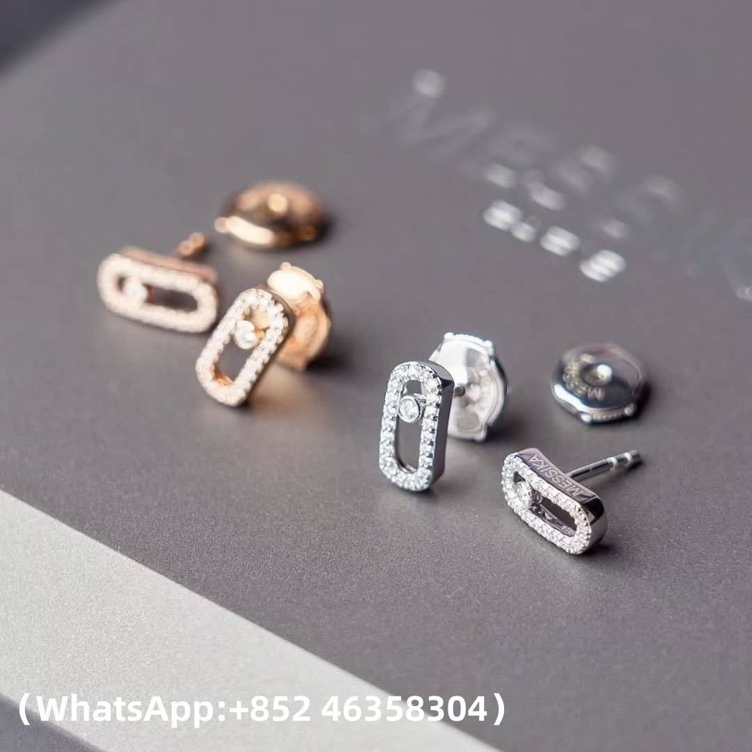 Premium 1:1 Messika Move Uno White Gold Diamond Earrings Replica – Custom Solid 18k Gold
