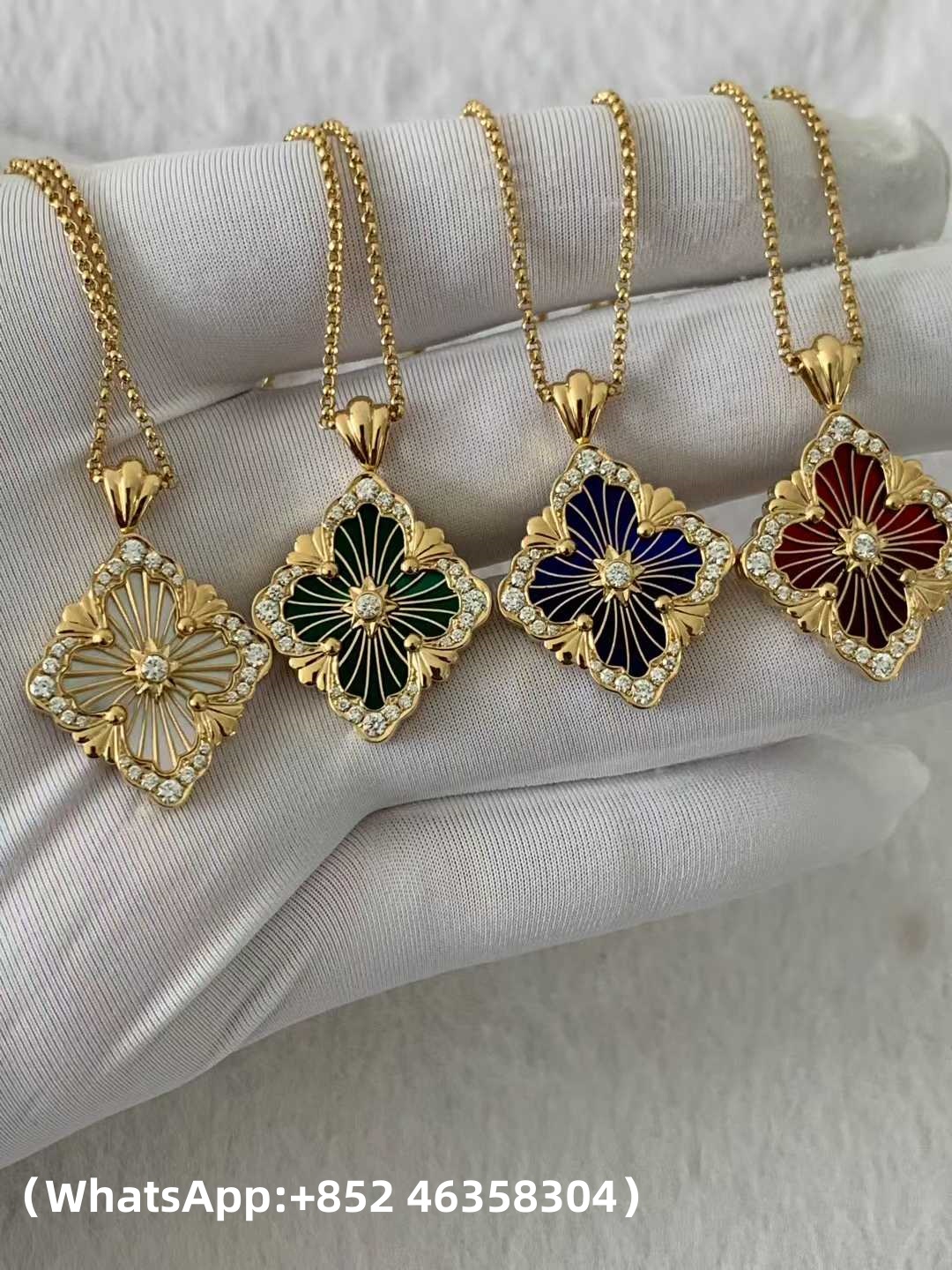 Premium 1:1 Buccellati Opera Tulle Gold Pendant with Red Enamel Background Replica – Custom Solid 18k Yellow Gold