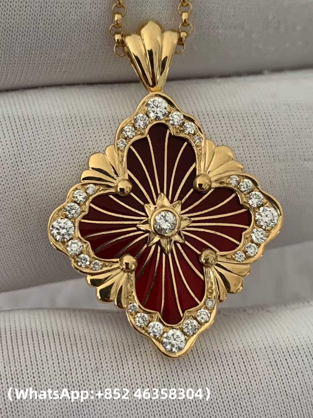 Premium 1:1 Buccellati Opera Tulle Gold Pendant with Red Enamel Background Replica – Custom Solid 18k Yellow Gold