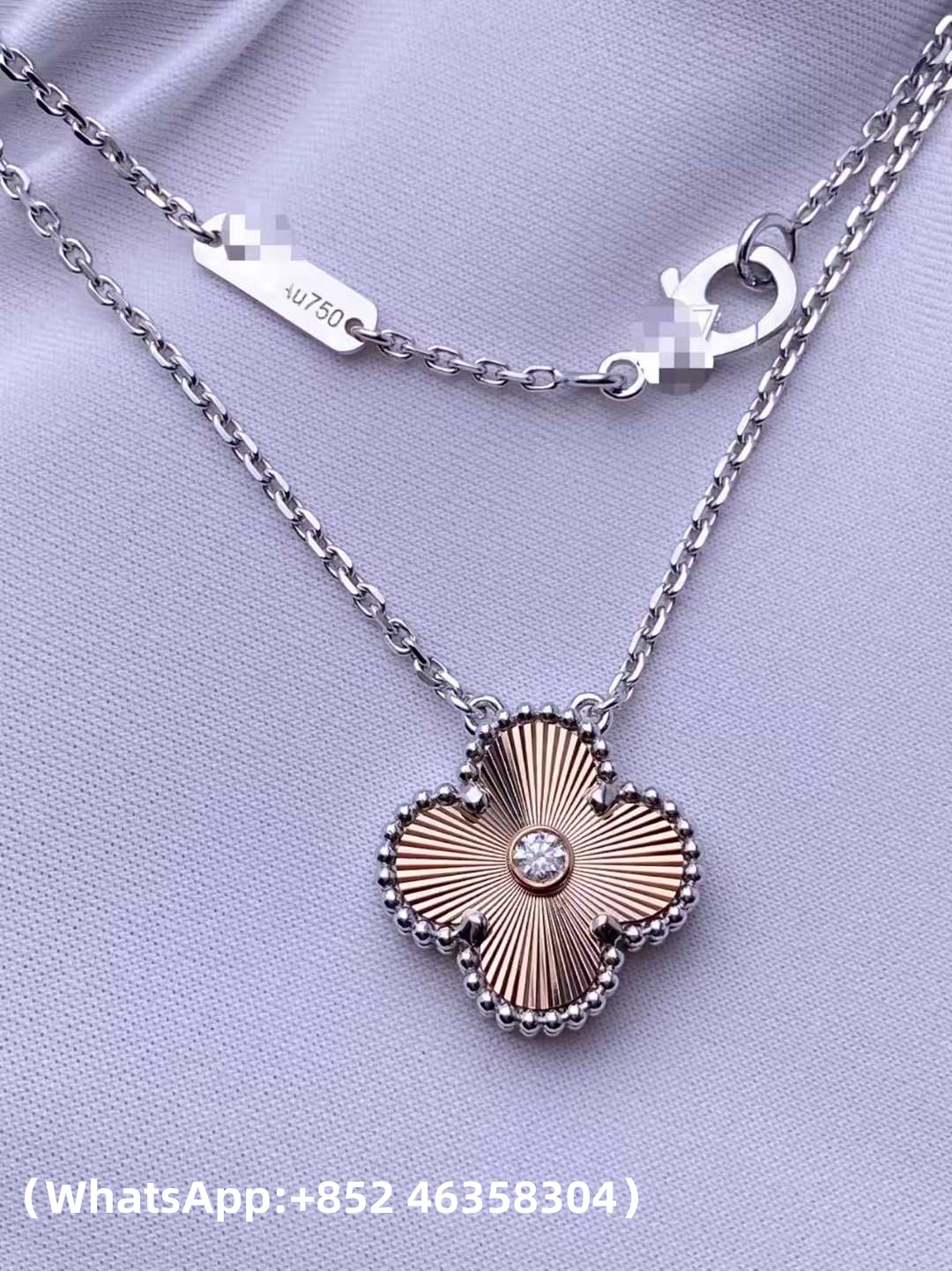 Premium 1:1 Van Cleef & Arpels Vintage Alhambra Pendant Replica – Custom Solid 18K White Gold