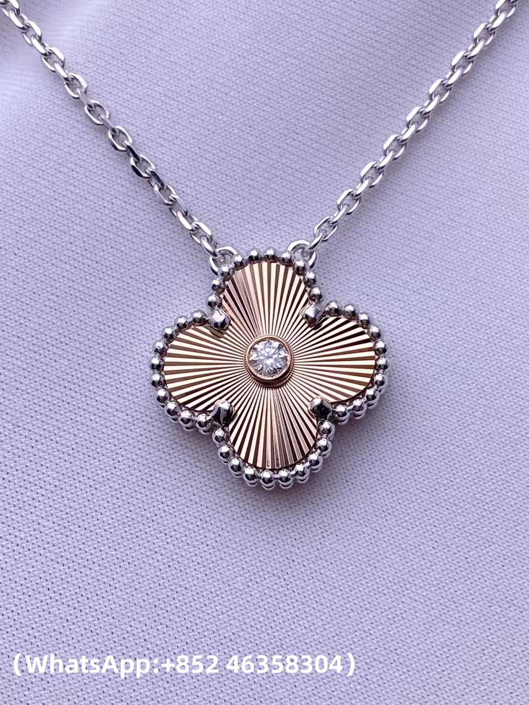 Premium 1:1 Van Cleef & Arpels Vintage Alhambra Pendant Replica – Custom Solid 18K White Gold