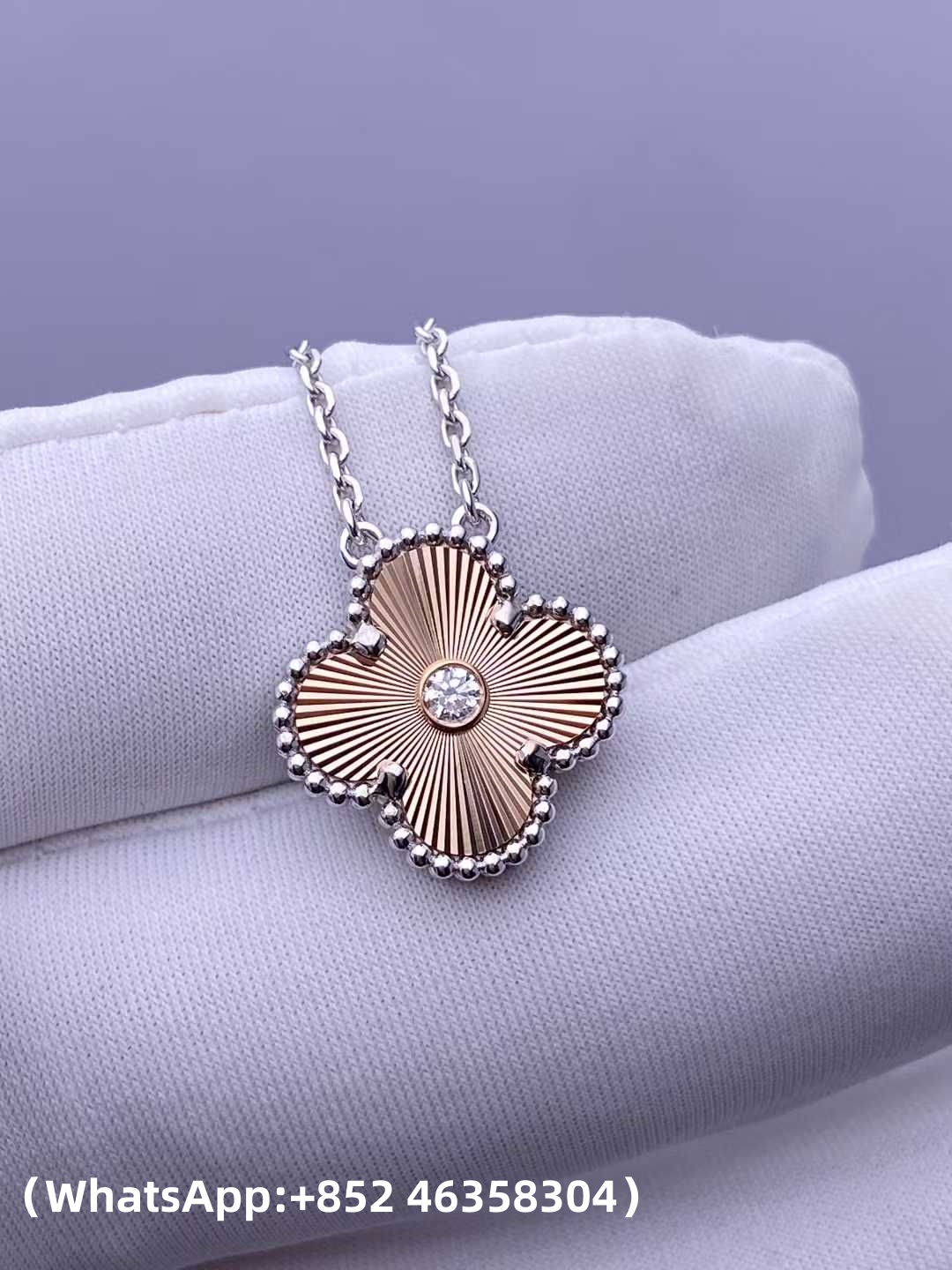 Premium 1:1 Van Cleef & Arpels Vintage Alhambra Pendant Replica – Custom Solid 18K White Gold