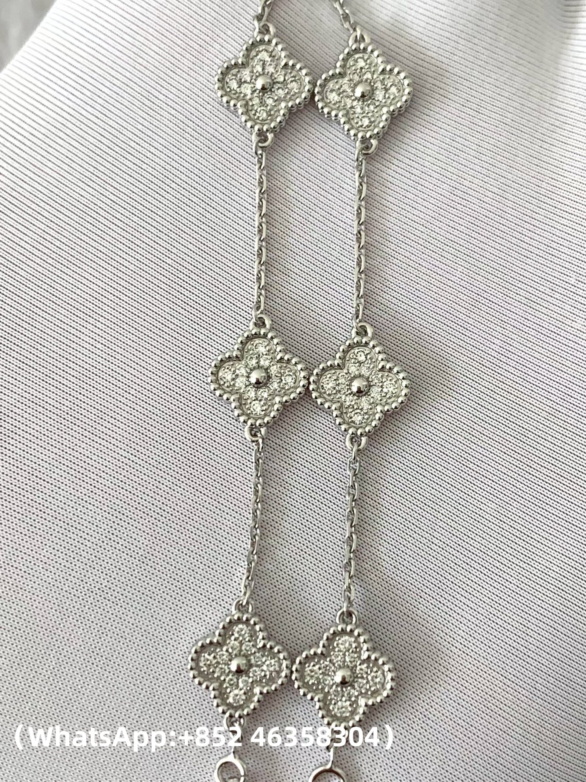Premium 1:1 Van Cleef & Arpels Sweet Alhambra Bracelet, 6 Motifs, Diamond Replica – Custom Solid 18K White Gold
