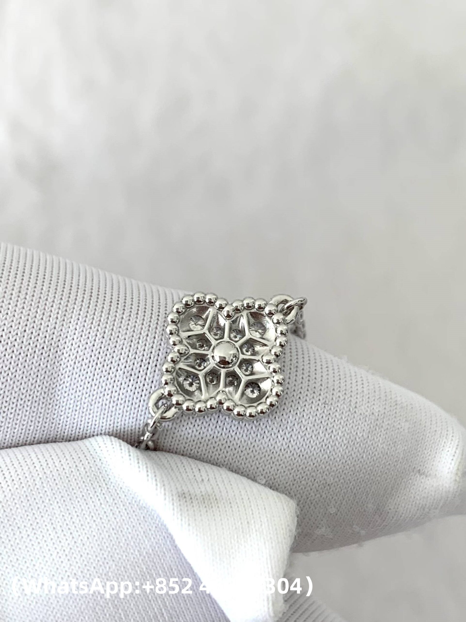Premium 1:1 Van Cleef & Arpels Sweet Alhambra Bracelet, 6 Motifs, Diamond Replica – Custom Solid 18K White Gold