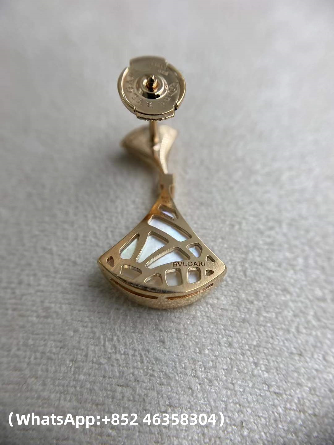 Premium 1:1 Bvlgari Divas' Dream Fan-Shaped Drop Earrings Set with Mother-Of-Pearl and a Brilliant-Cut Diamond Replica – Custom Solid 18k Rose Gold