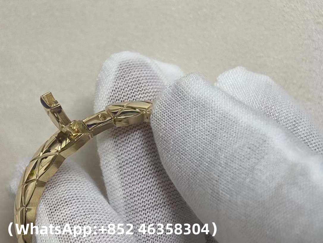 Premium 1:1 Chanle Coco Crush Bracelet Quilted Motif, Diamonds Replica – Custom Solid 18k Yellow Gold