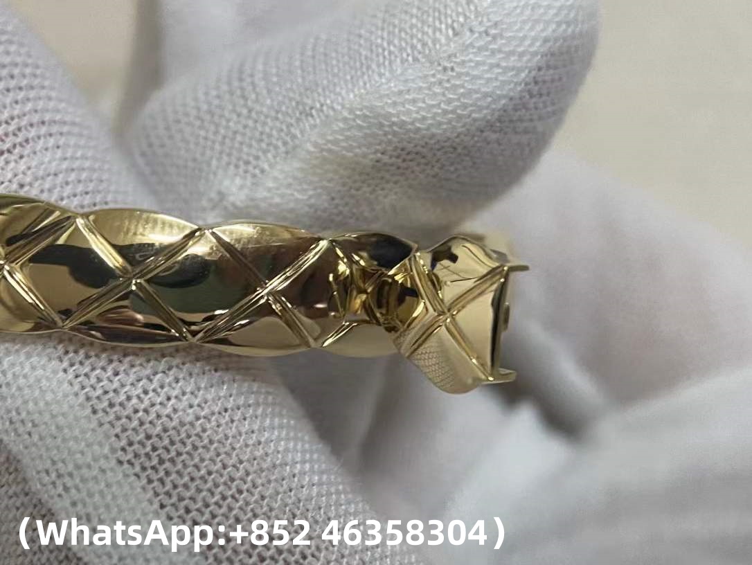 Premium 1:1 Chanle Coco Crush Bracelet Quilted Motif, Diamonds Replica – Custom Solid 18k Yellow Gold