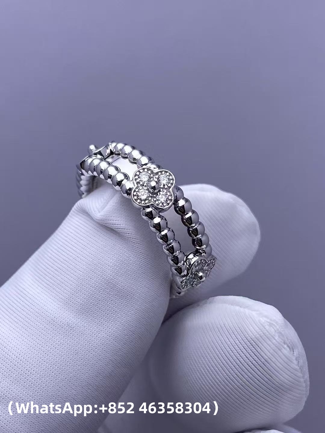 Custom Van Cleef & Arpels Perlée Sweet Clovers Ring