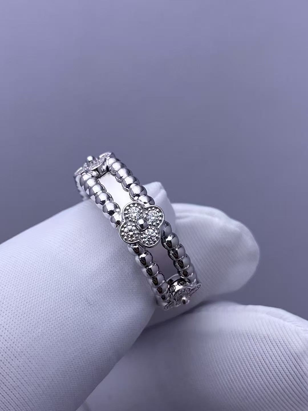 Custom Van Cleef & Arpels Perlée Sweet Clovers Ring