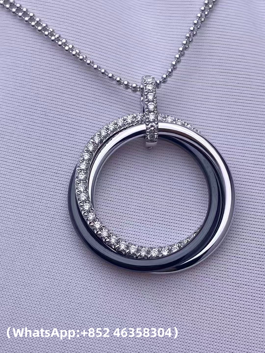 Custom Cartier Trinity Pendant Ceramic Diamonds
