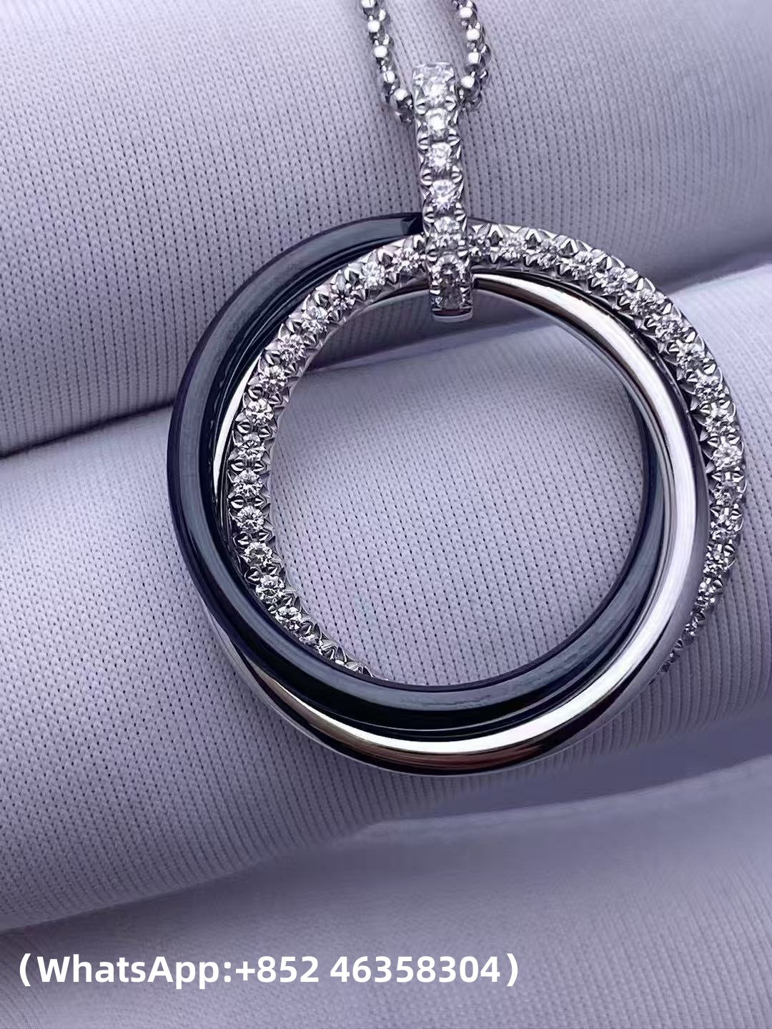 Custom Cartier Trinity Pendant Ceramic Diamonds