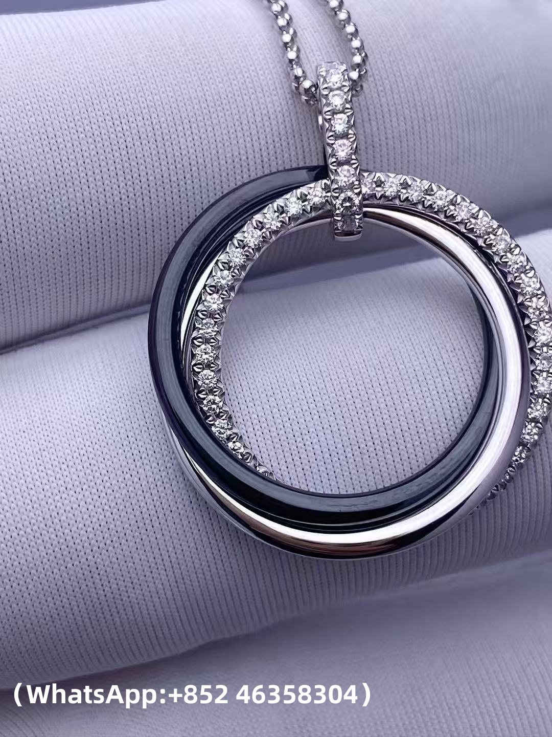 Custom Cartier Trinity Pendant Ceramic Diamonds