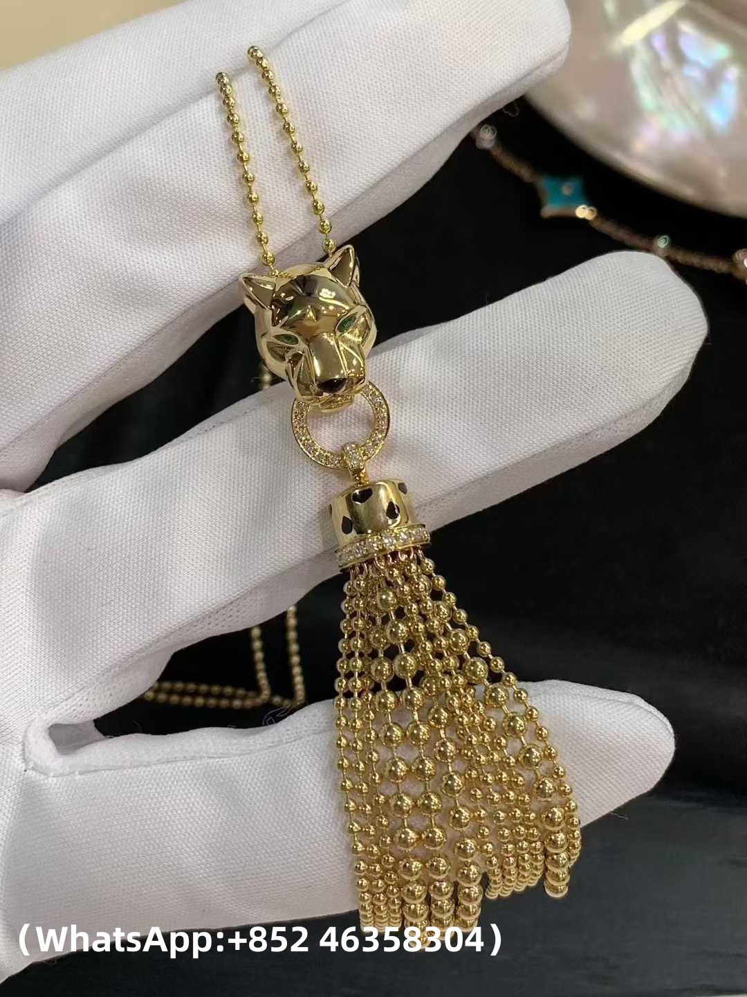 Custom Solid 18K Gold Cartier Panthère de Cartier Long Necklace