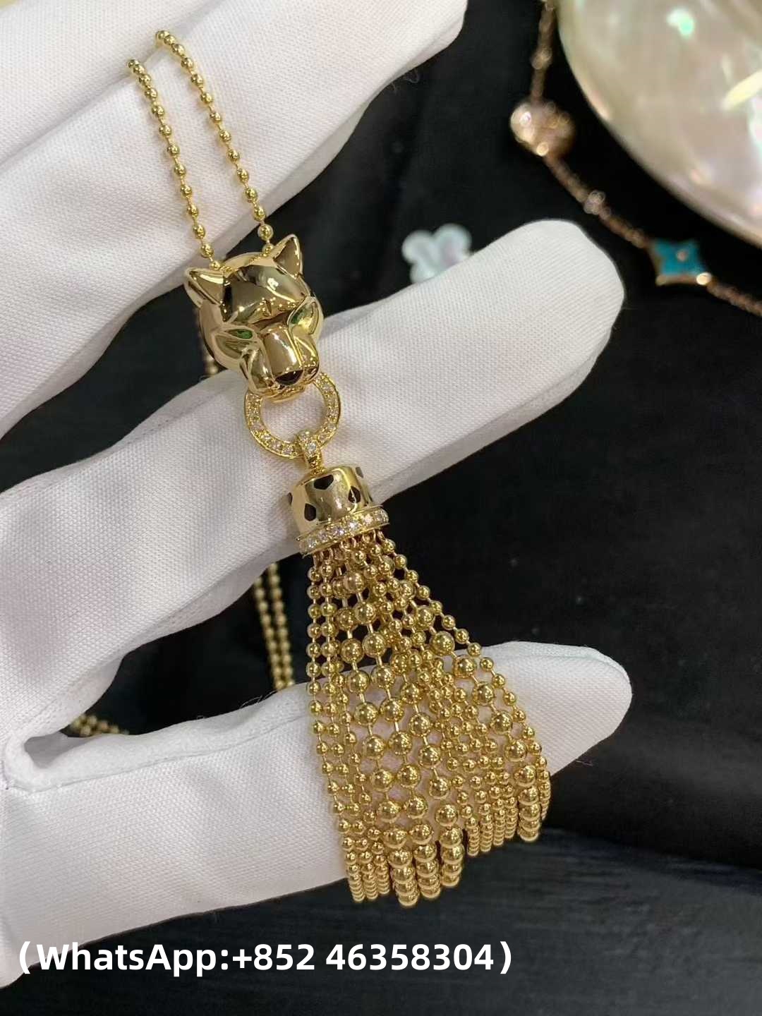 Custom Solid 18K Gold Cartier Panthère de Cartier Long Necklace