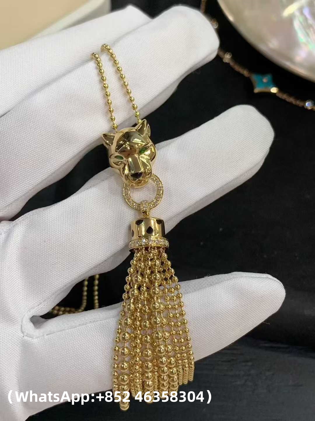 Custom Solid 18K Gold Cartier Panthère de Cartier Long Necklace