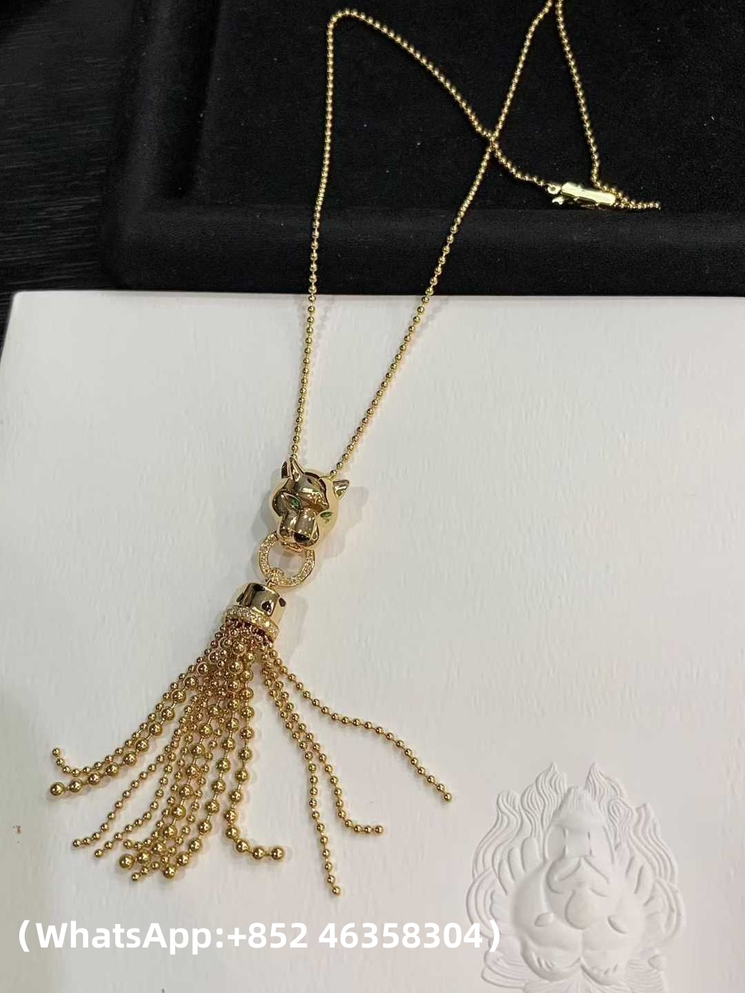 Custom Solid 18K Gold Cartier Panthère de Cartier Long Necklace