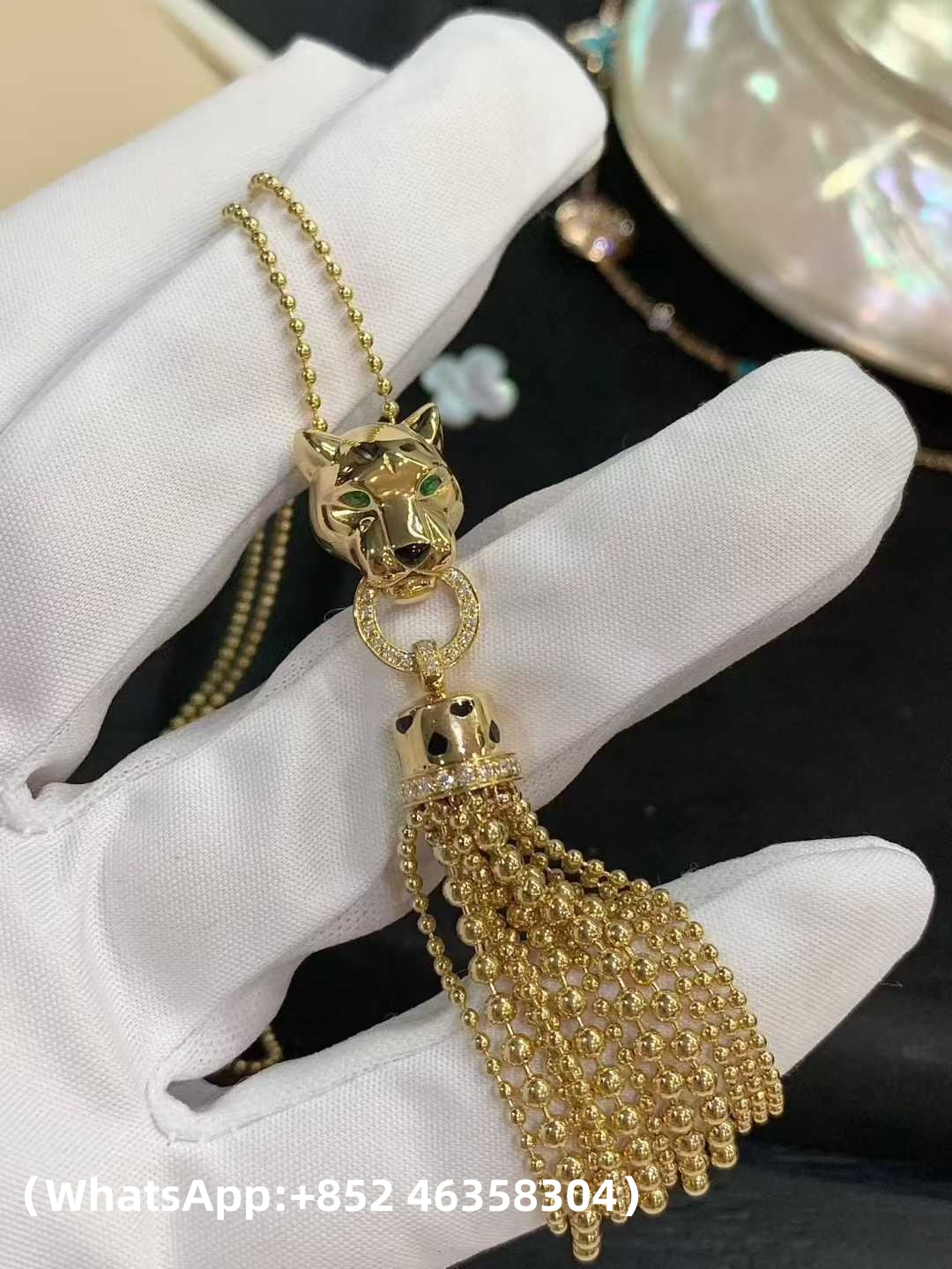 Custom Solid 18K Gold Cartier Panthère de Cartier Long Necklace