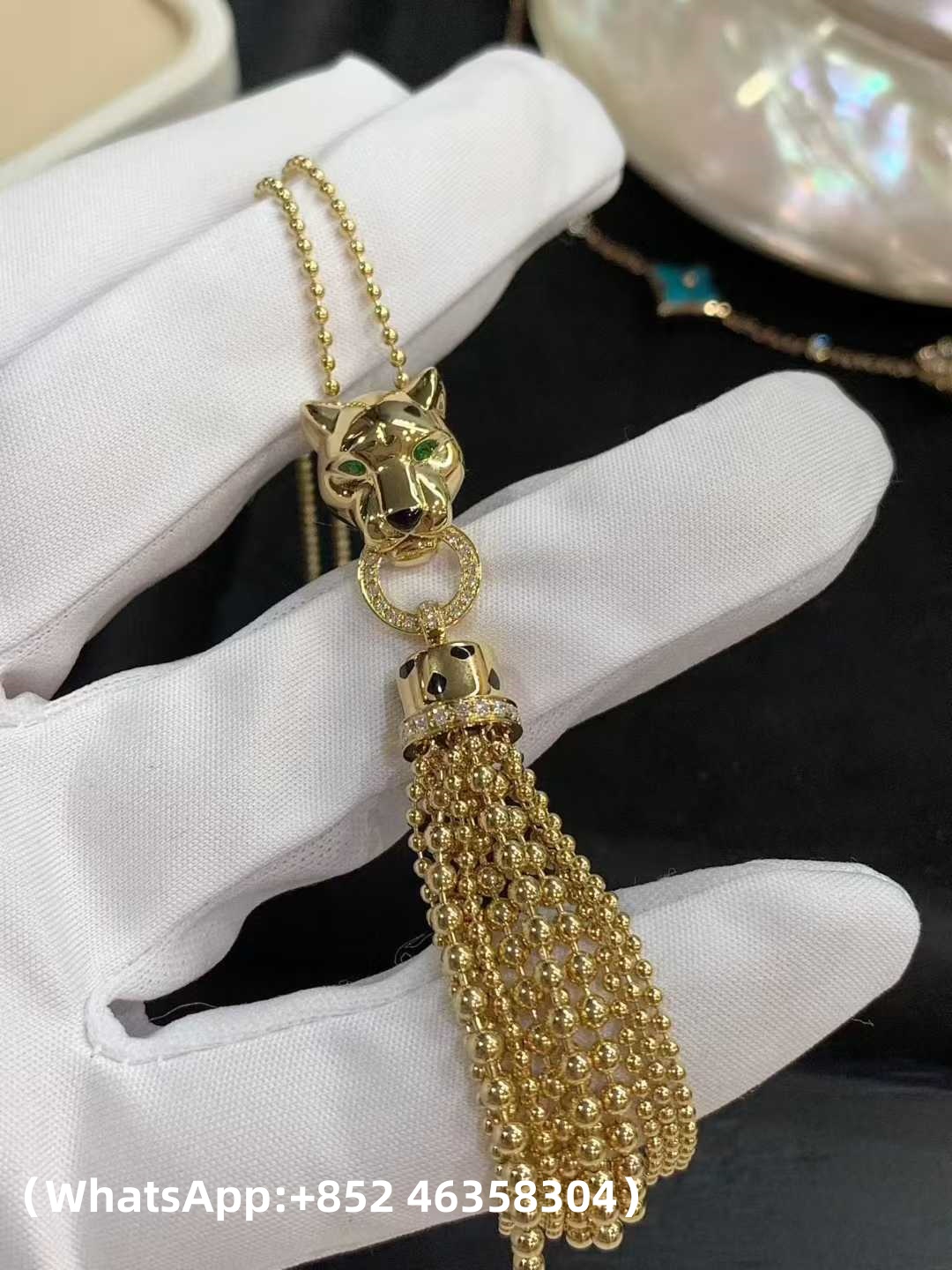 Custom Solid 18K Gold Cartier Panthère de Cartier Long Necklace