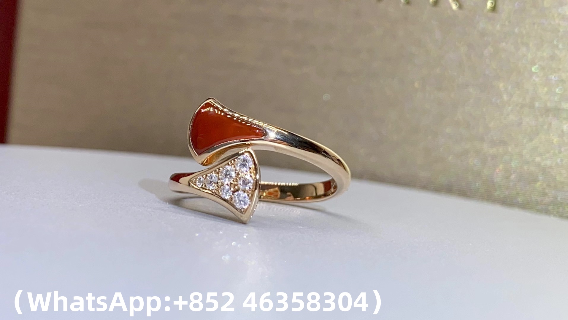 Custom Bvlgari Divas' Dream Ring Set with Carnelian Element and Pavé Diamonds
