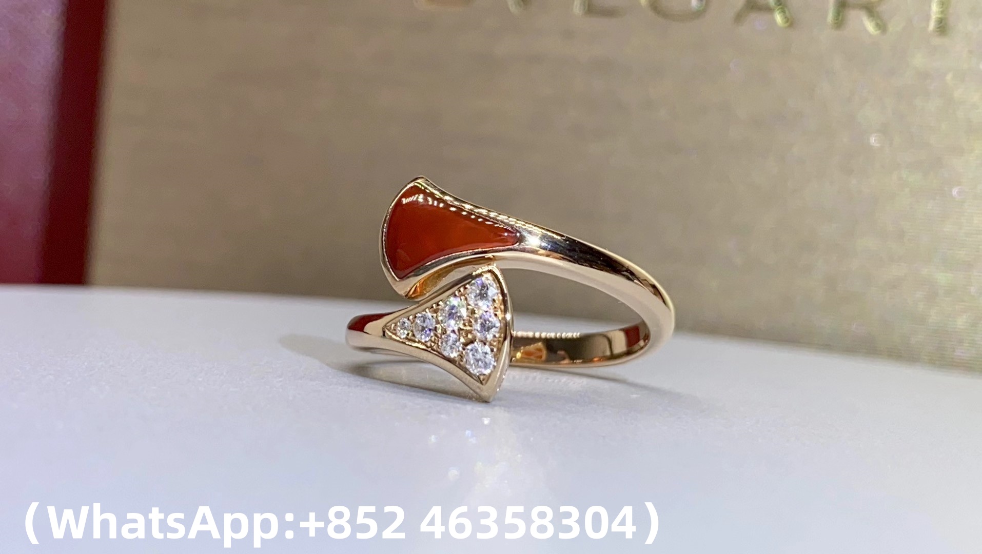 Custom Bvlgari Divas' Dream Ring Set with Carnelian Element and Pavé Diamonds