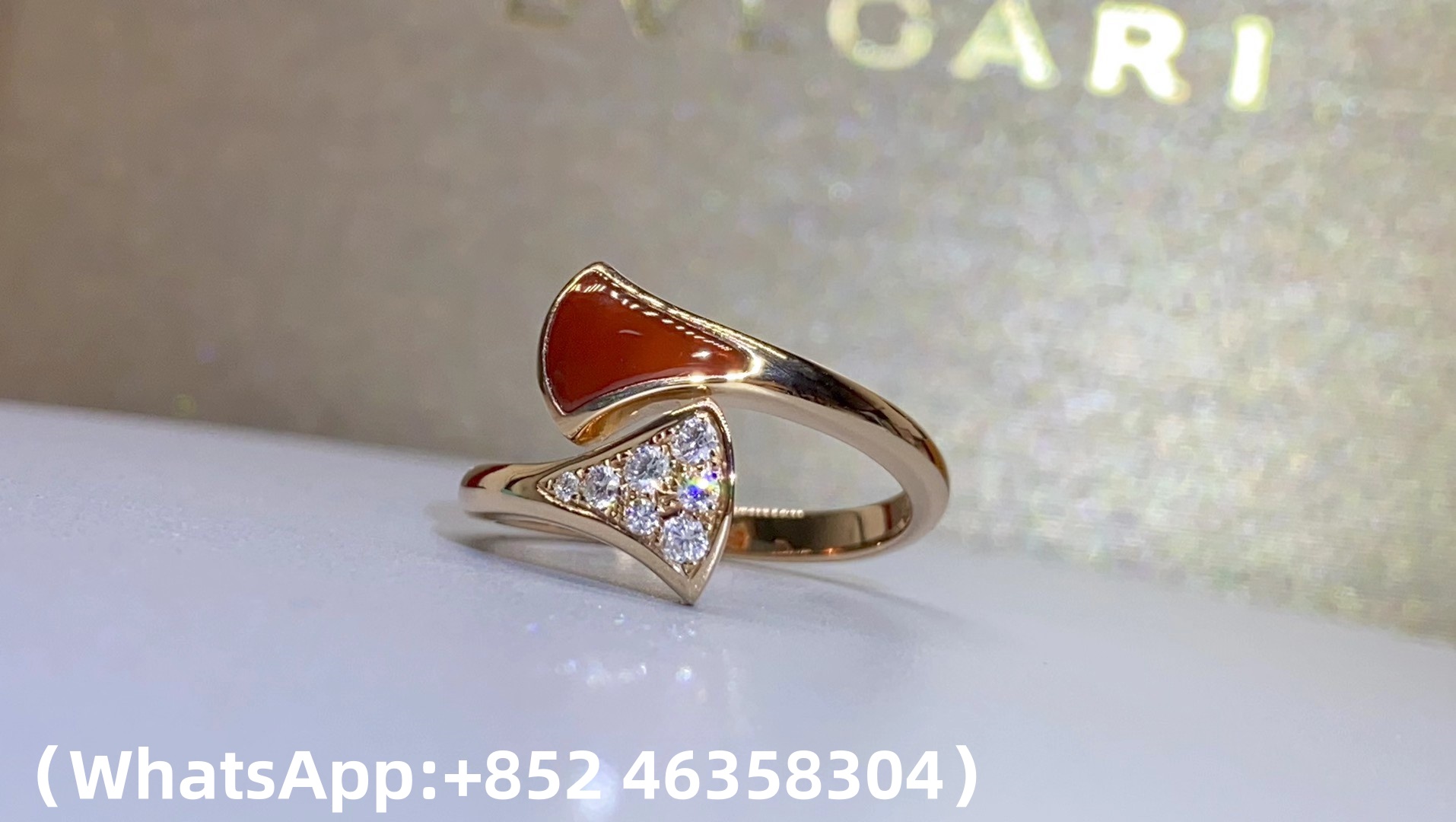 Custom Bvlgari Divas' Dream Ring Set with Carnelian Element and Pavé Diamonds