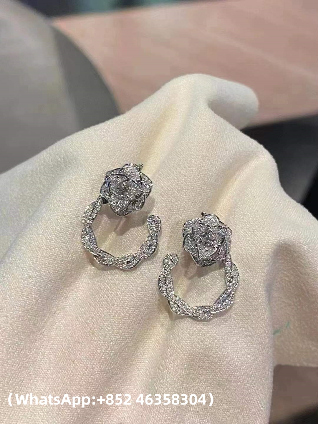 Custom Piaget Rose Earrings