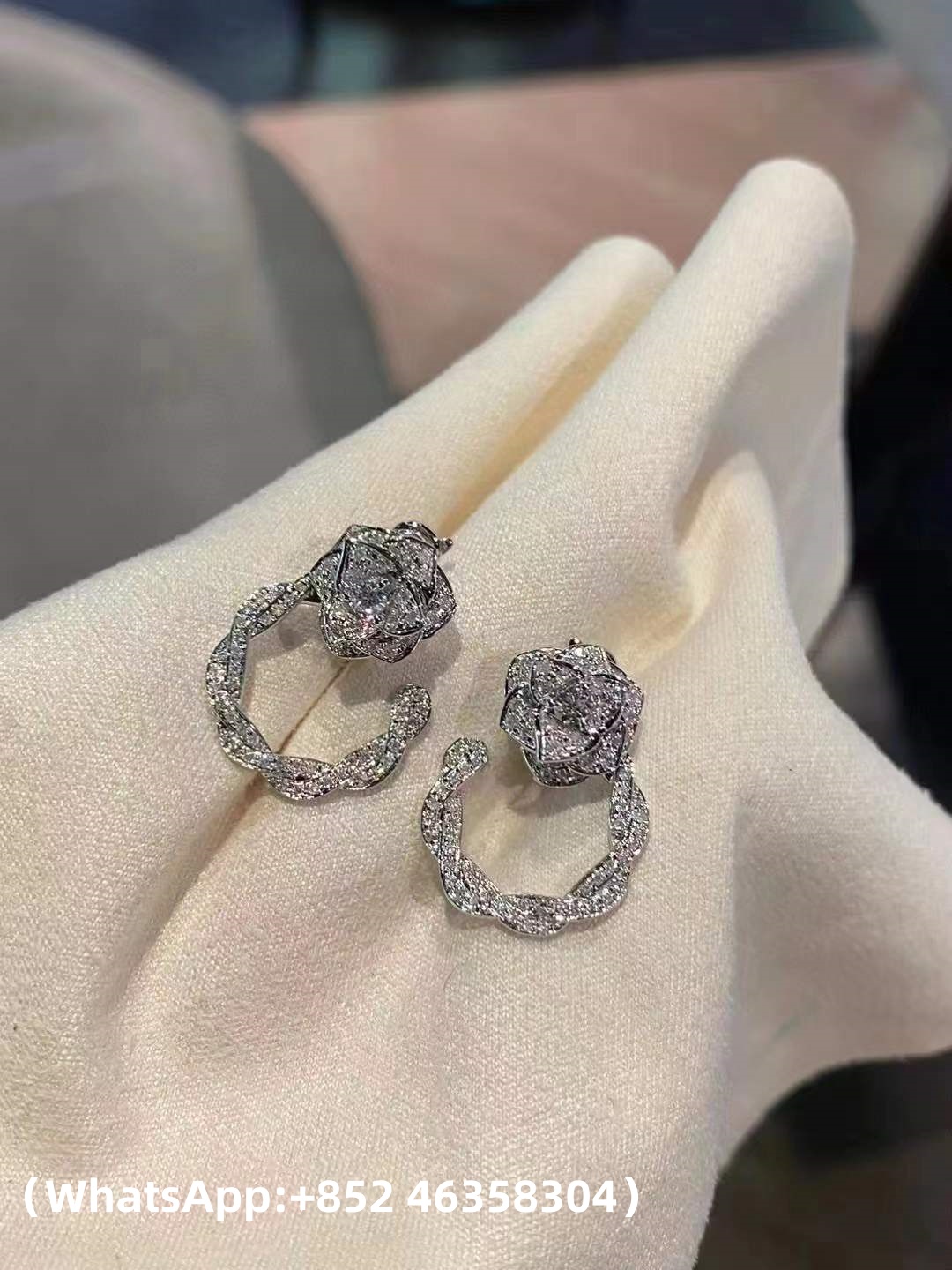 Custom Piaget Rose Earrings