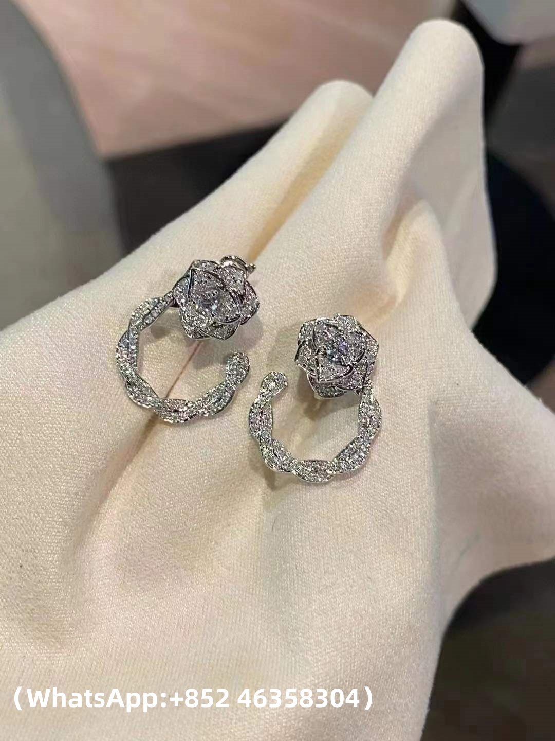 Custom Piaget Rose Earrings