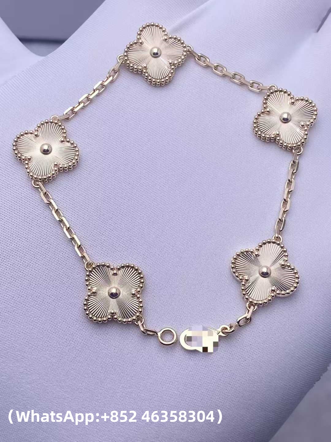 Custom Solid 18k Gold Van Cleef & Arpels Jewelry Vintage Alhambra Bracelet