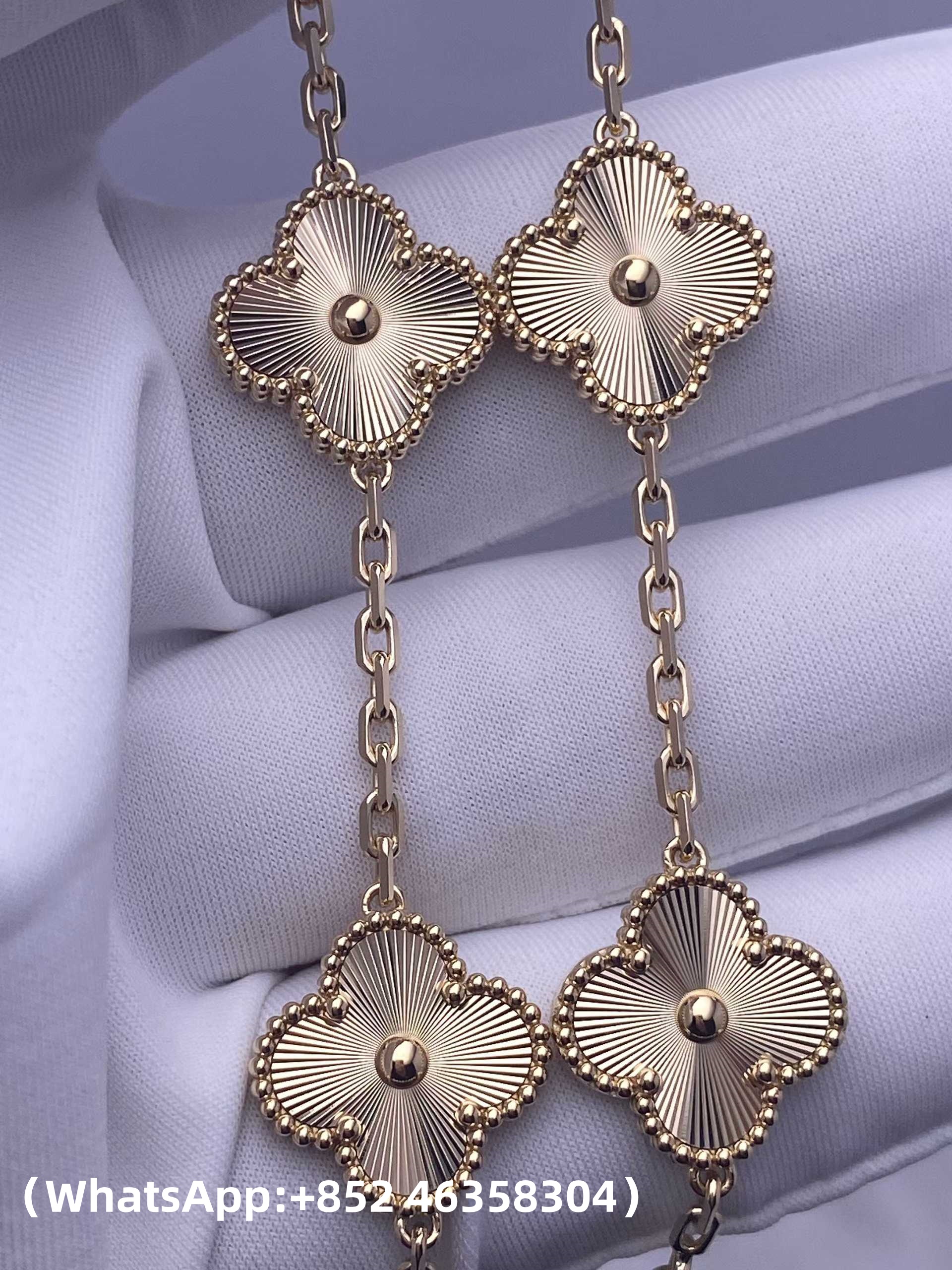 Custom Solid 18k Gold Van Cleef & Arpels Jewelry Vintage Alhambra Bracelet